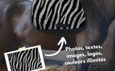 Tapis de selle personnalisable EliteRide – Motif zèbre pour un style audacieux.